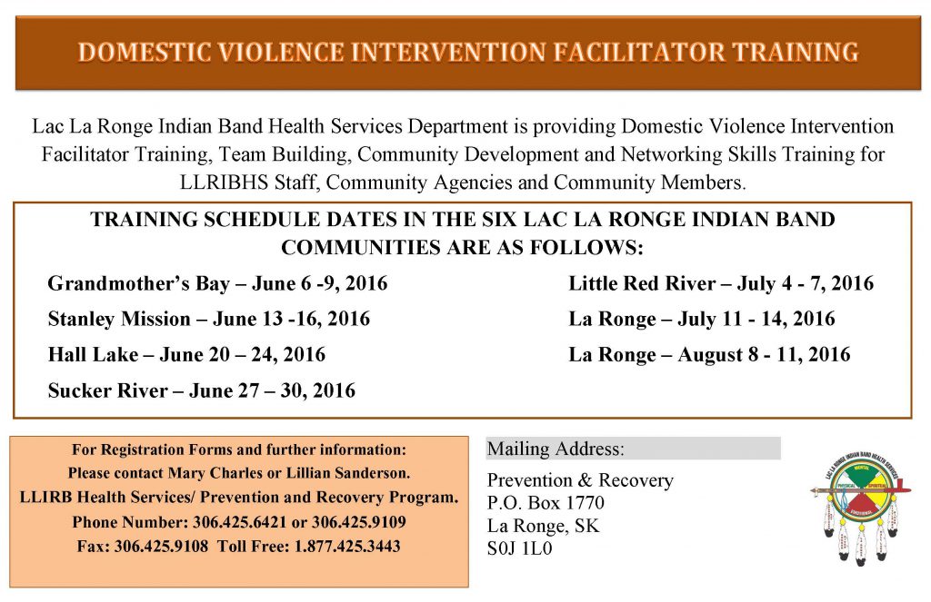 Domestic Violence Facilitator Training Poster | Lac La Ronge Indian ...