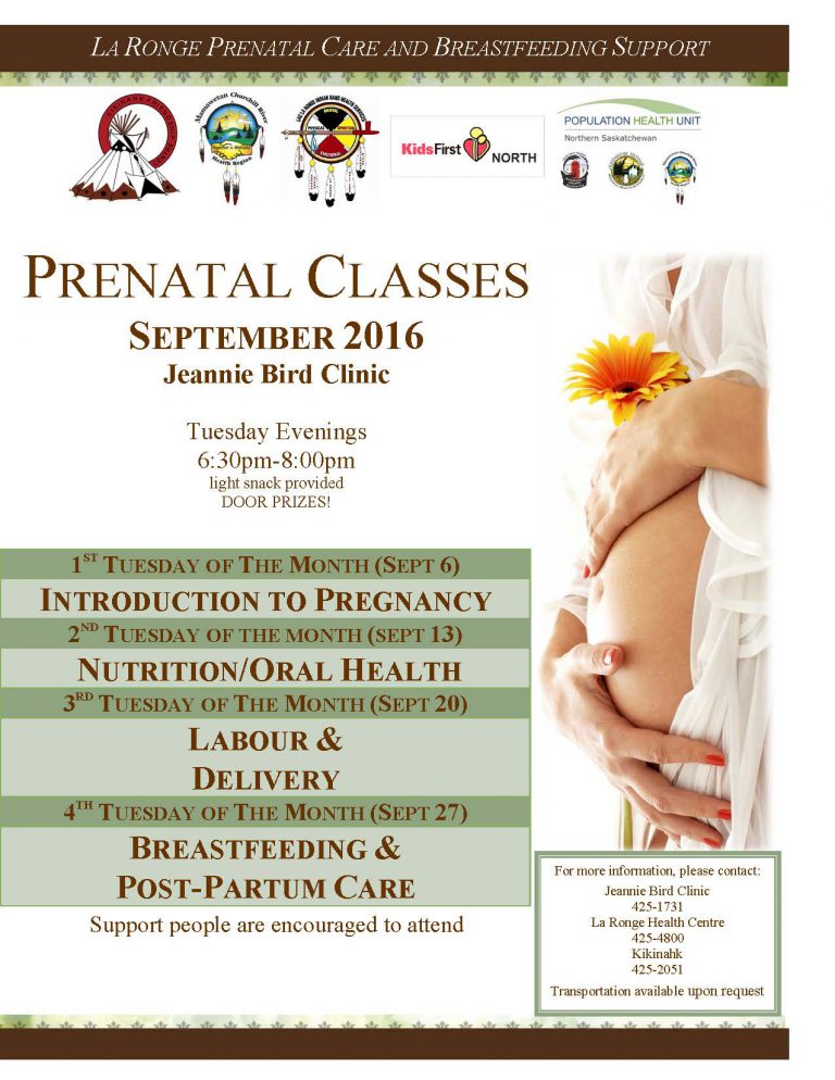 Prenatal Classes Poster Sept 2016 Lac La Ronge Indian Band Health